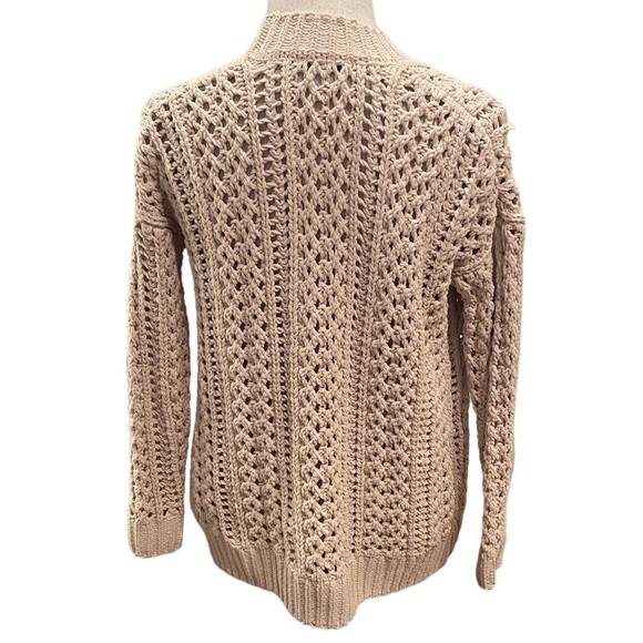 Dex Crocheted 3D Knit Cream Color Open Front Women’s Cardigan Size XS - Picture 5 of 13